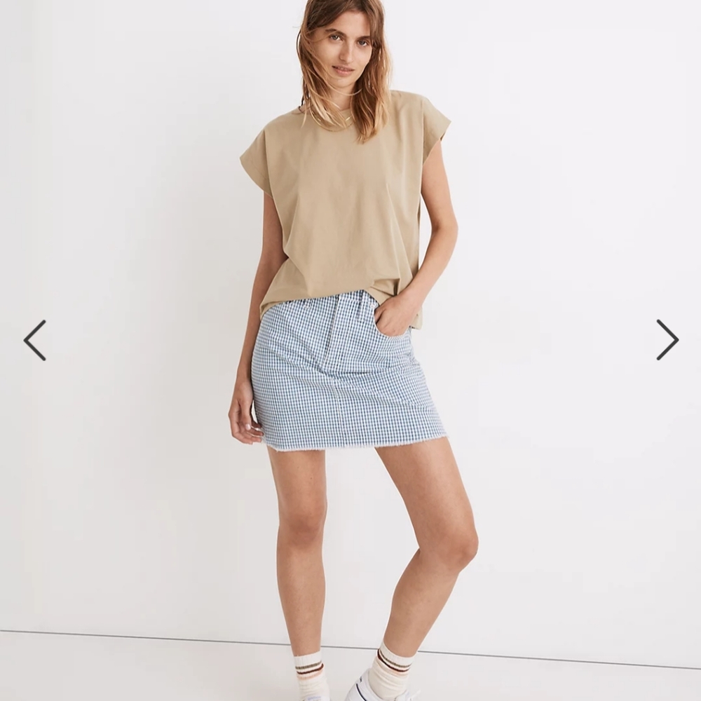 Madewell Blue Gingham Skirt